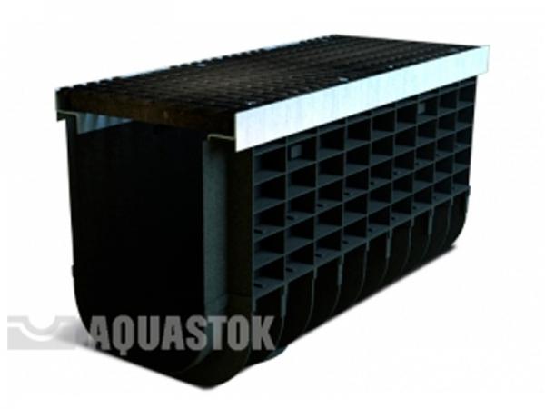 Лоток водоотводный пластиковый ЛВП PROFI DN300 в комплекте с решеткой DN300 E600 "Косичка"