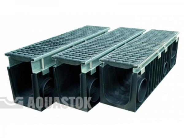 Лоток водоотводный пластиковый ЛВП PROFI DN200 H117 E600 комплект с надстройкой